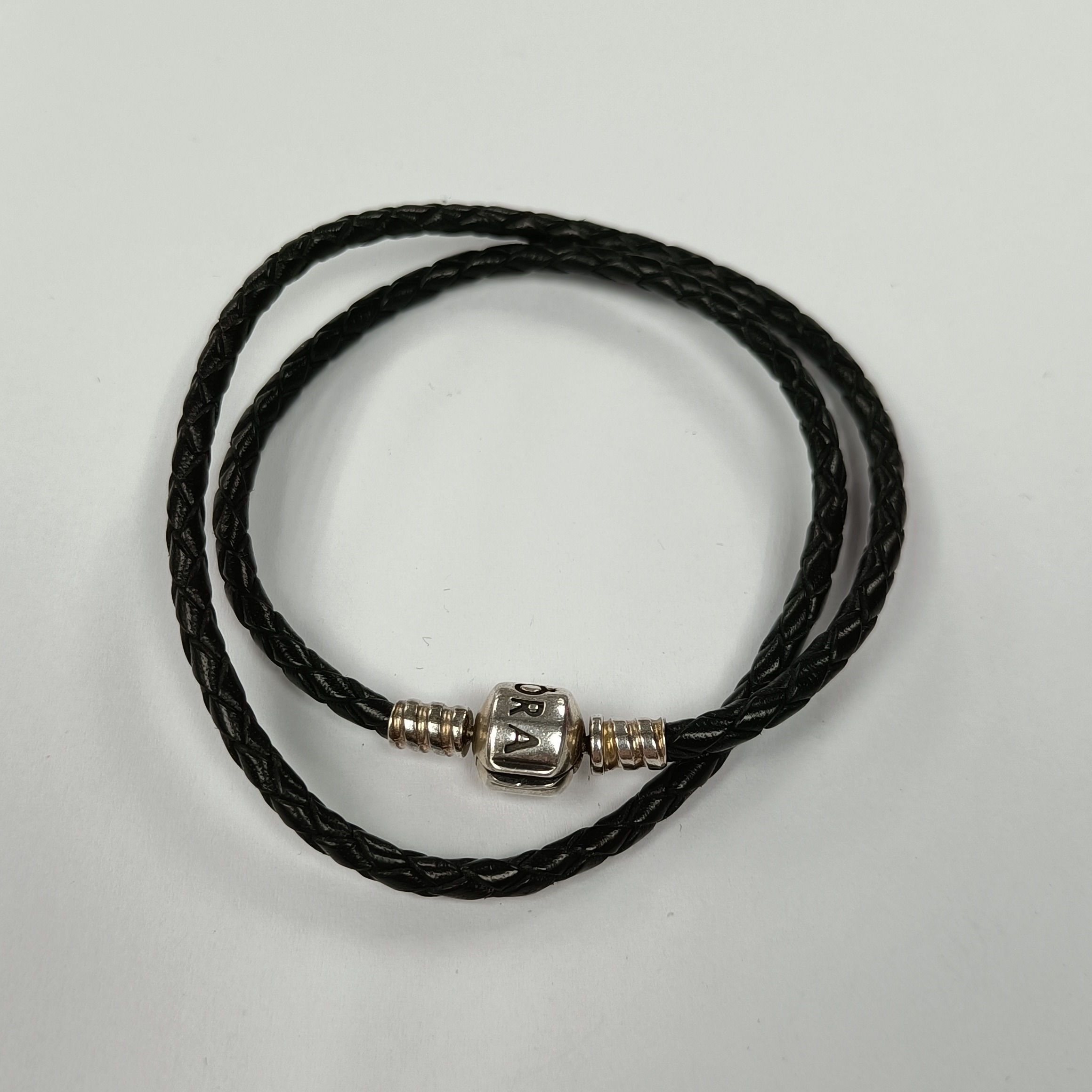 Pre-owned Pandora Double Black Leather Bracelet - Own4Less